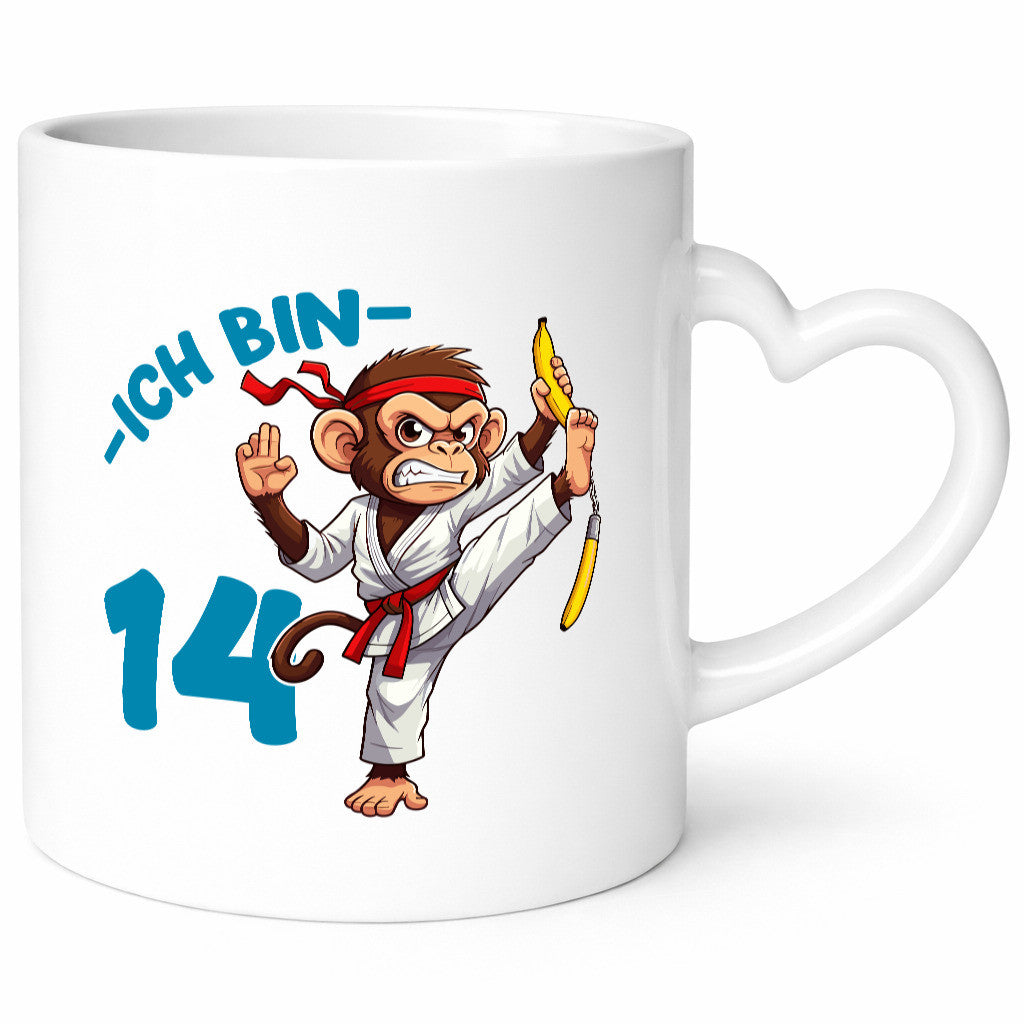 Ich bin 14 | 14. Geburtstag Karate Kampfsport Affe Humor Geschenkidee Tasse