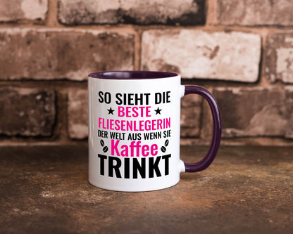 Kaffee trinkt: Fliesenlegerin | Fliesenlegen Bau Humor Geschenkidee Tasse