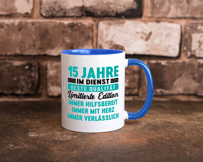 15 Jahre im Dienst | Jubiläum Arbeit v5 lustig Kollegen Büro Geschenk Tasse