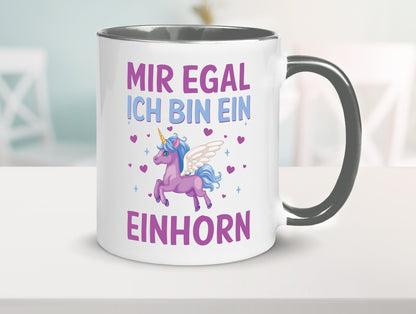Mir egal, ich bin ein Einhorn| Herzen Geschenkidee Humor Tasse