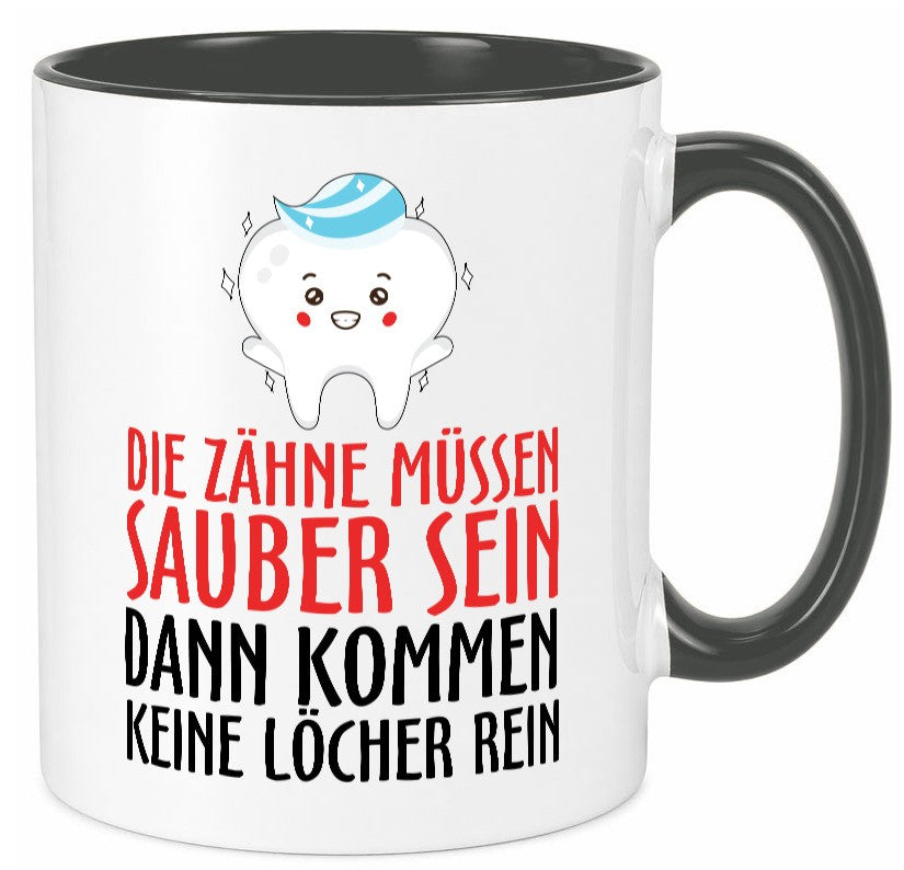 Sauber Zähne lustiger Spruch Geschenk Humor Geschenkidee Tasse