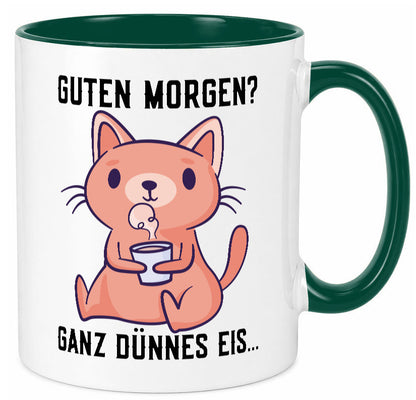 Guten Morgen | Morgenmuffel Dünnes Eis Katze mit Pulli Geschenk Tierliebhaber Tasse