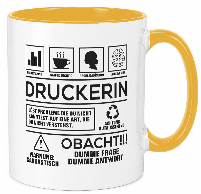 Achtung Probleme Druckerin | Druckerei Print Medien Geschenkidee Humor Tasse