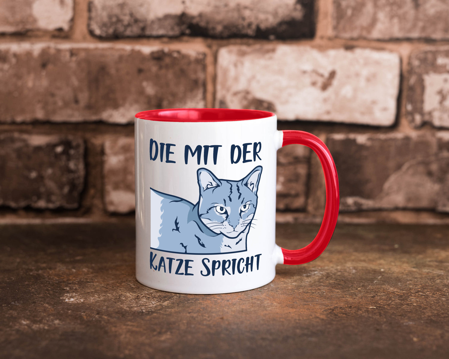 Die mit der Katze spricht | Humor Tierliebhaber Geschenkidee Tasse