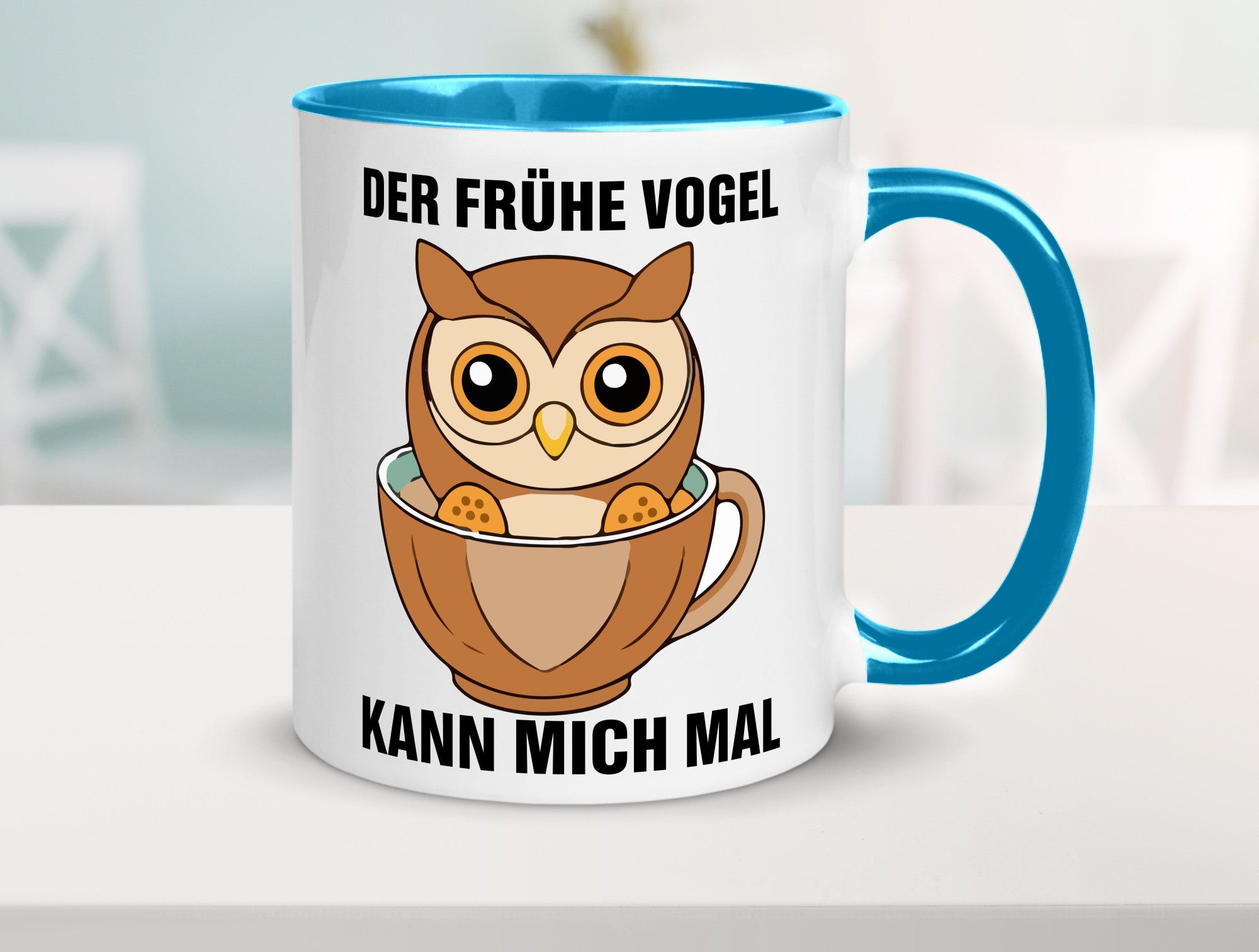Der frühe Vogel kann mich mal | Eule Morgenmuffel v2 lustiger Spruch Geschenk