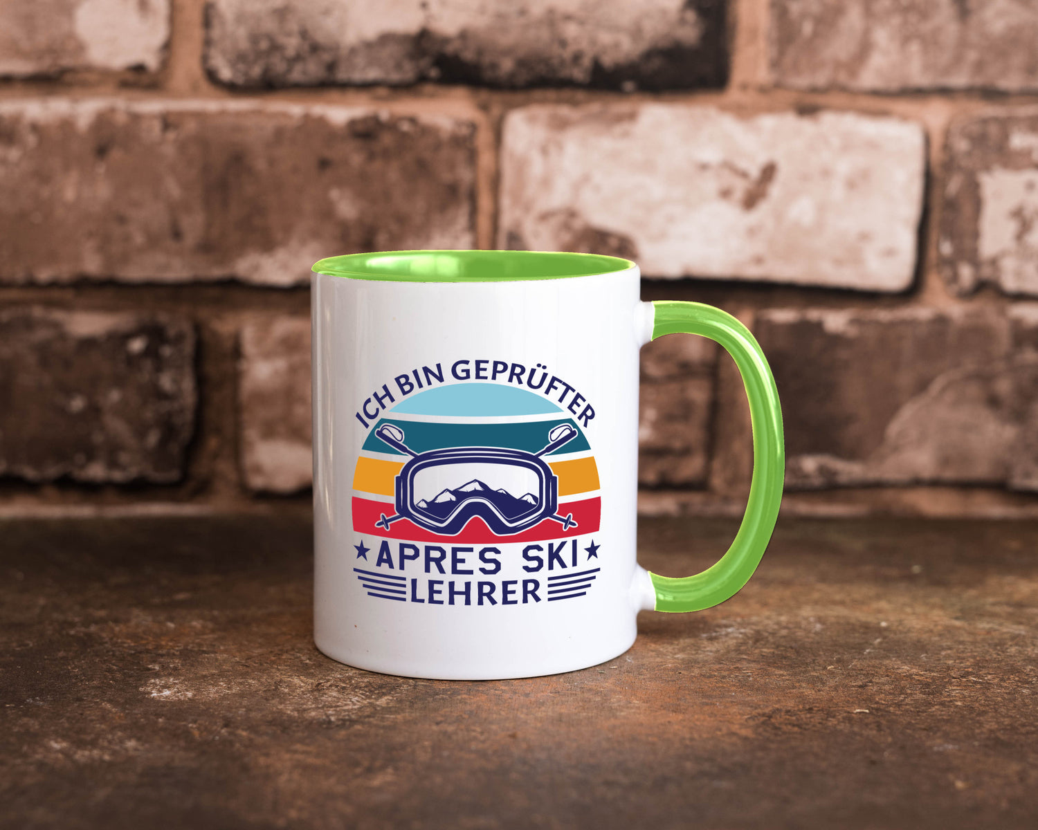 Geprüfter Apres Ski Lehrer | Ski-Brille Berge Ski-Stöck lustig Humor