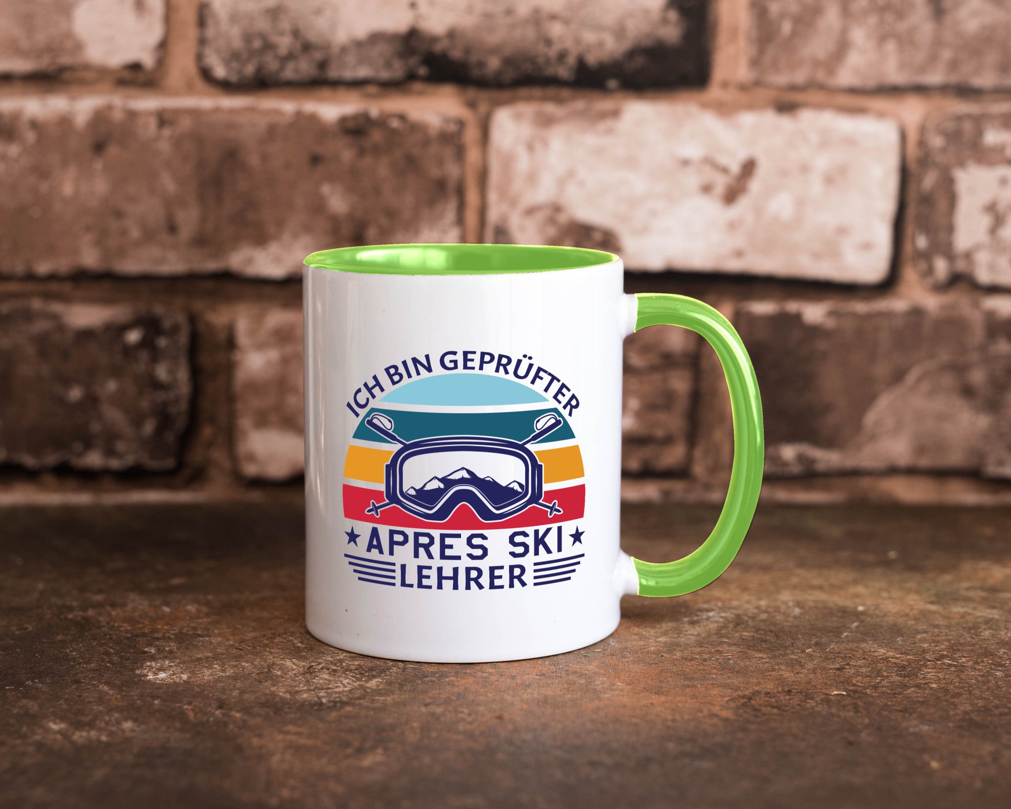 Geprüfter Apres Ski Lehrer | Ski-Brille Berge Ski-Stöck lustig Humor