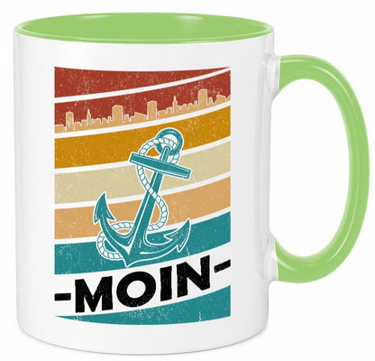 Moin | Kapitän Hafen Anker See Meer Segeln v2 Geschenk Humor Geschenkidee Tasse