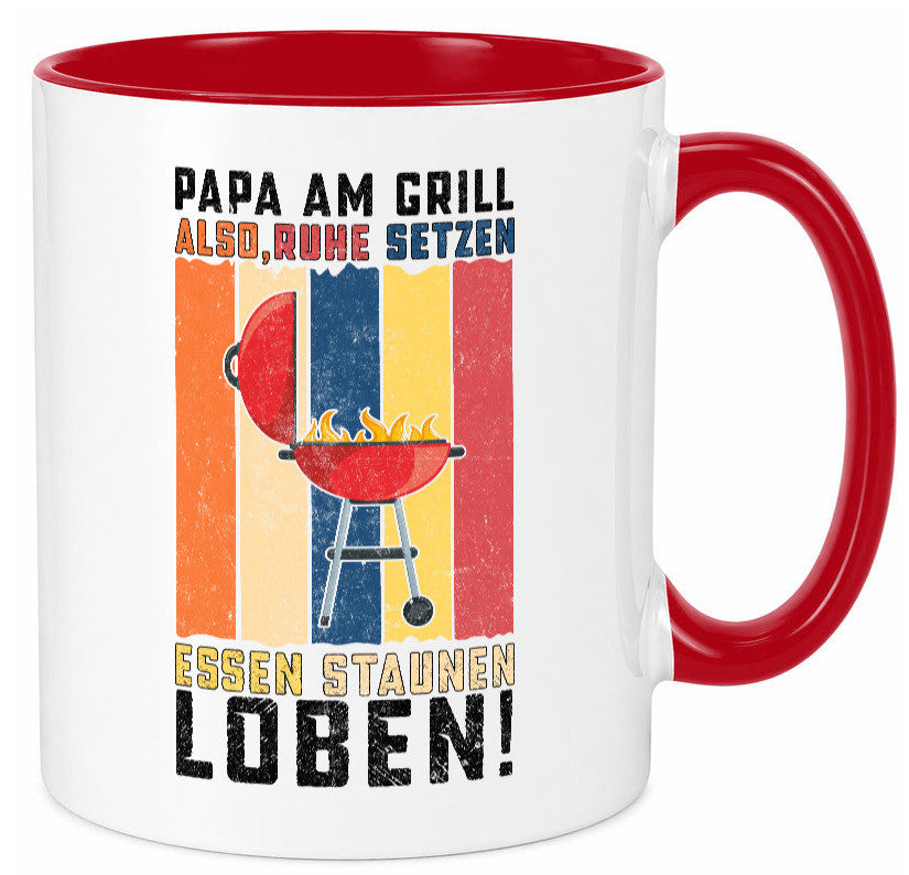 Papa am Grill | Grillmeister BBQ Grillabend v2 Geschenkidee Humor Tasse