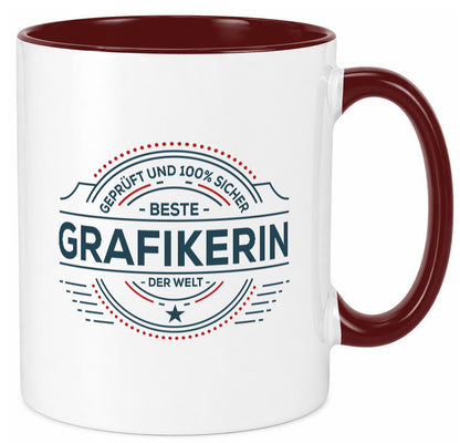 Geprüft und sicher: Grafikerin | Grafik Design Humor Geschenkidee Tasse