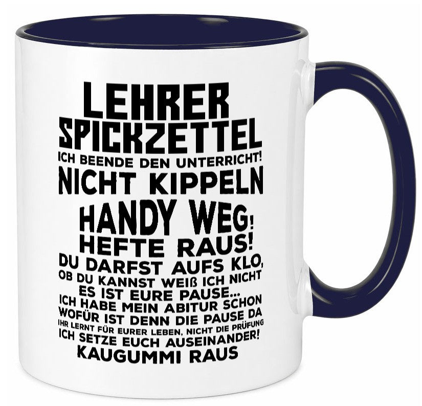 Lehrer Spickzettel | Beruf Tasse lustiger Spruch Geschenkidee Arbeit Kollegen