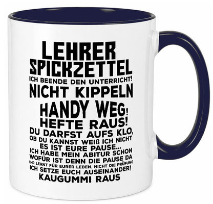 Lehrer Spickzettel | Beruf Tasse lustiger Spruch Geschenkidee Arbeit Kollegen