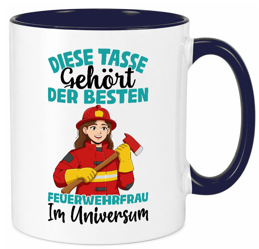 Im Universum: Feuerwehrfrau | Feuerwehr lustig Humor Geschenkidee Geschenk Tasse