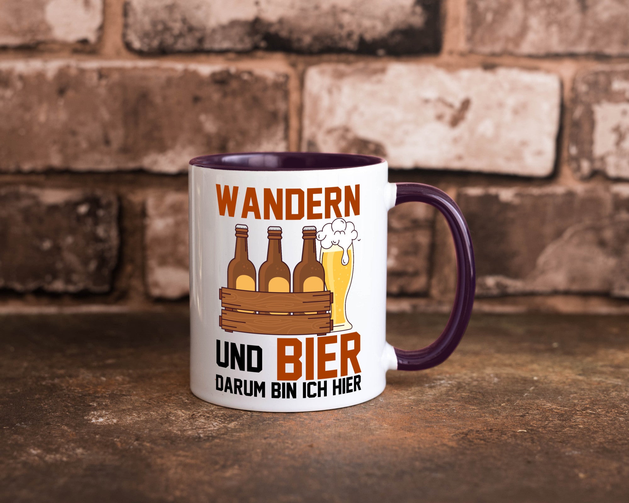 Wandern und Bier darum bin ich hier | Bierkasten lustiger Spruch Geschenk Humor