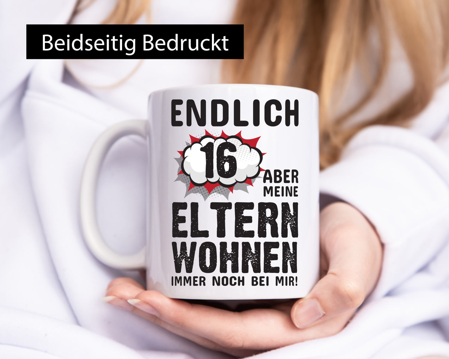 Endlich 16 | Geburtstag Tasse lustiges Statement lustiger Spruch Geschenk