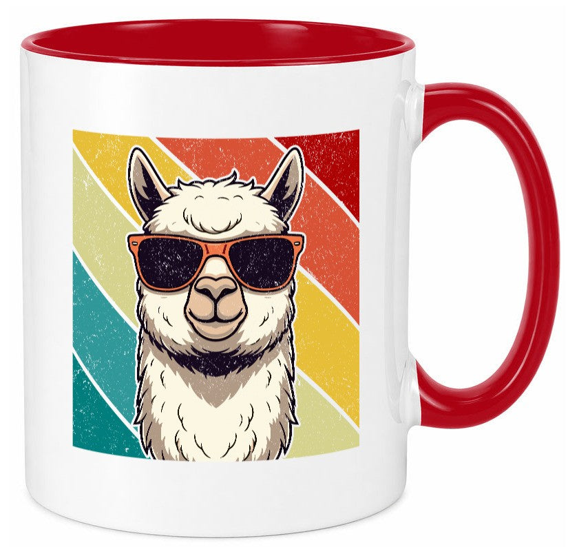 Lama | Retro Alpaka mit Sonnenbrille Geschenk Humor Geschenkidee lustiger Tasse