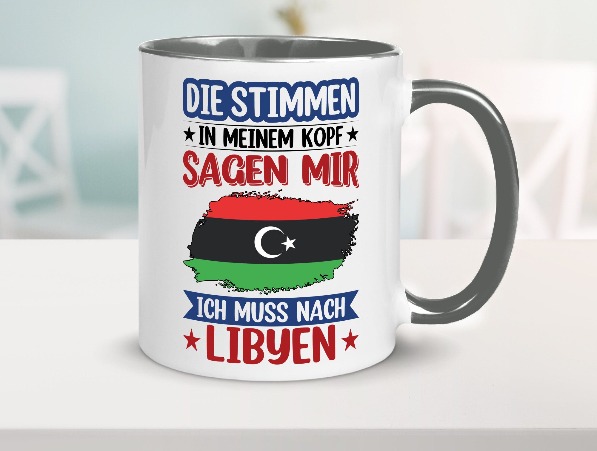 Libyen | Urlaub Stimmen in meinem Kopf Traumland Geschenkidee Humor Tasse