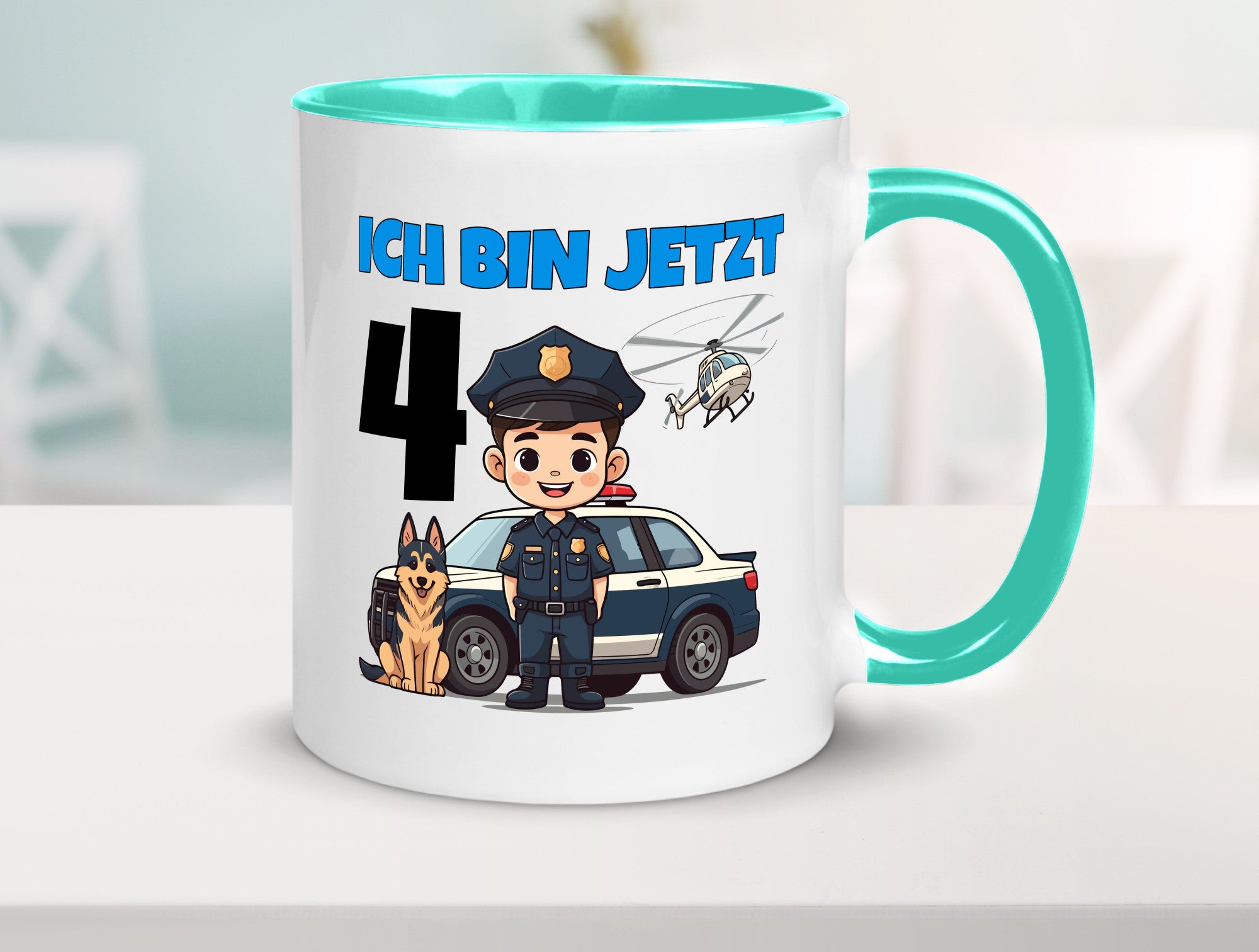 4. Geburtstag | 4 Jahre Polizei Kind Polizeiauto Humor Geschenkidee Tasse