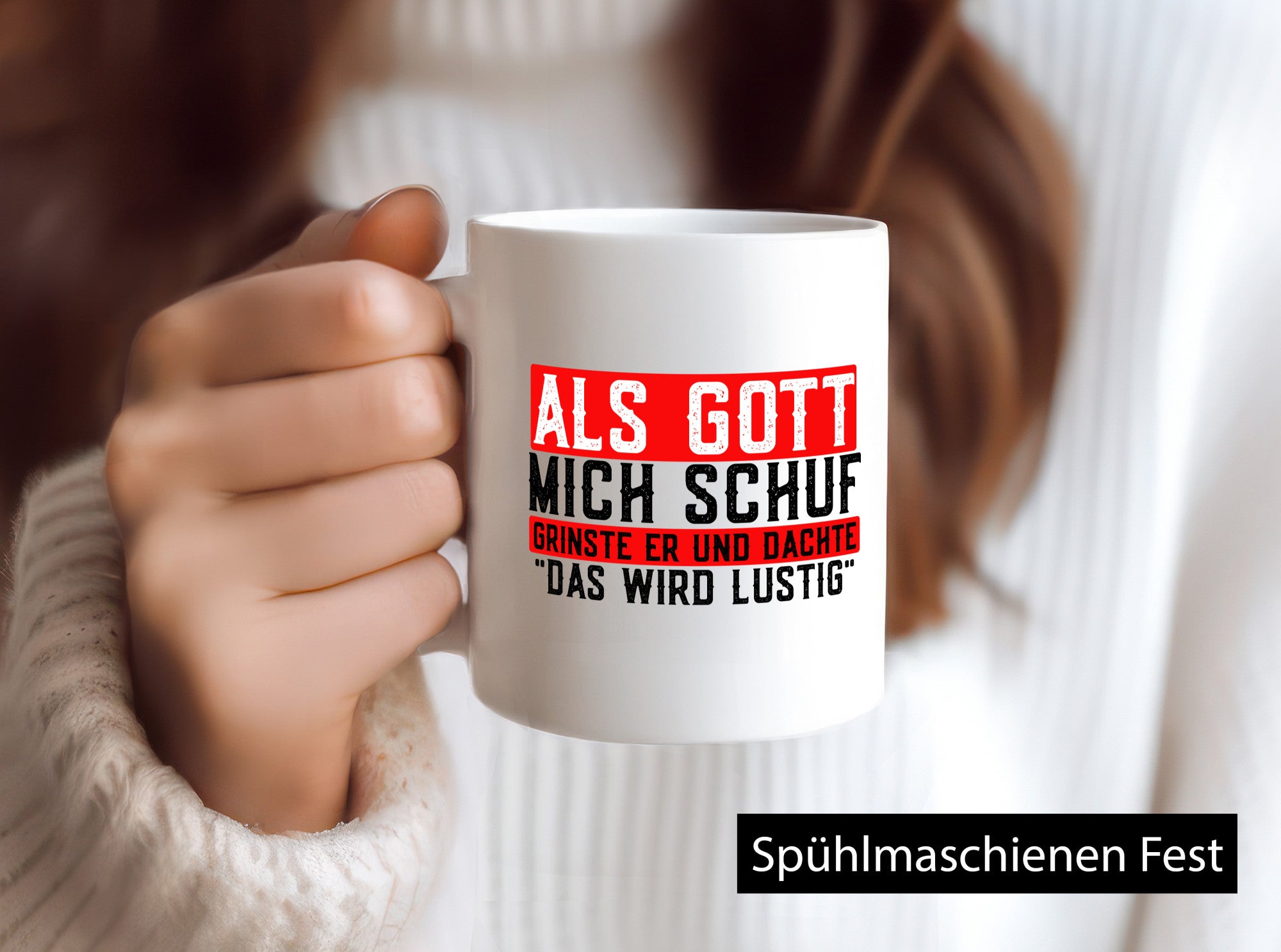 Als Gott mich schuf grinste er | lustiger Spruch Freunde Geschenk Humor