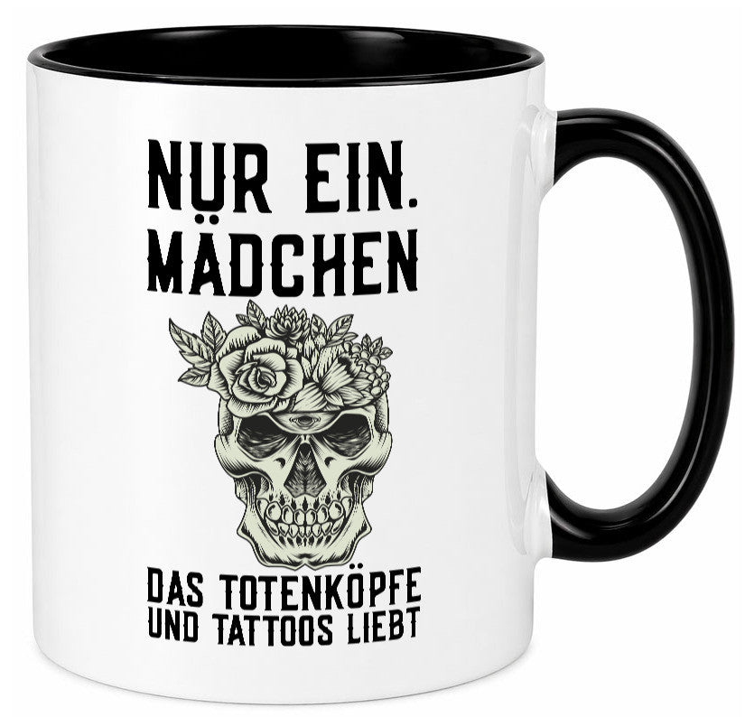 Mädchen |Tattoos und Totenköpfe | Tätowieren Rockabilly Humor Geschenkidee Tasse