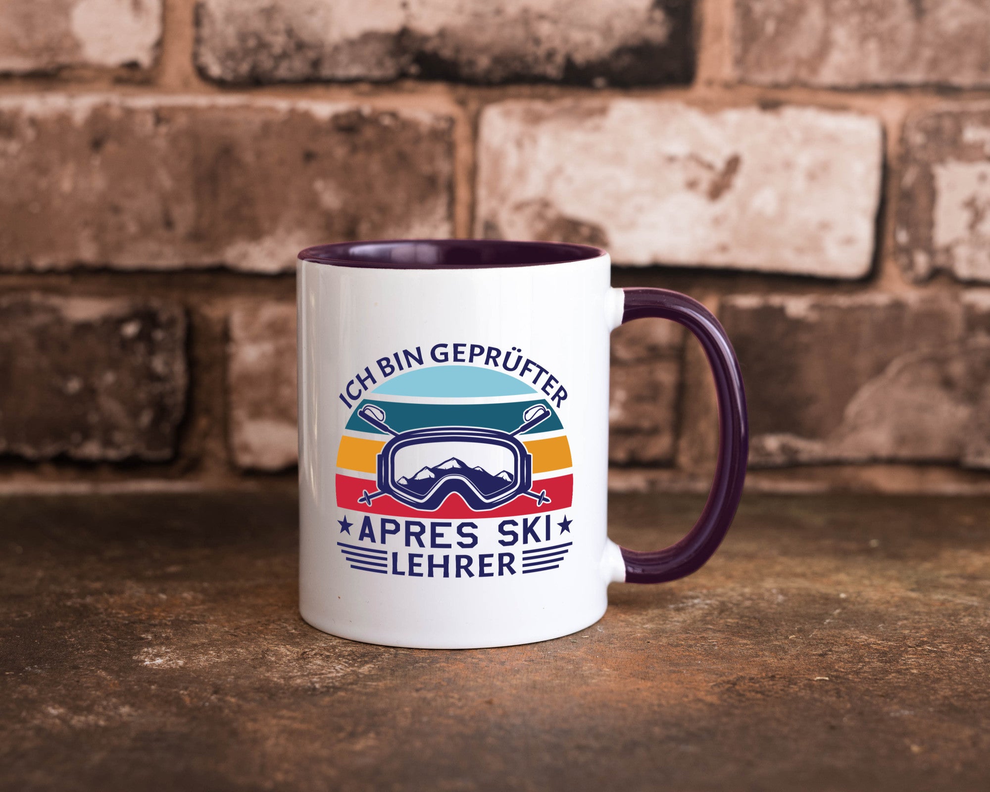 Geprüfter Apres Ski Lehrer | Ski-Brille Berge Ski-Stöck lustig Humor