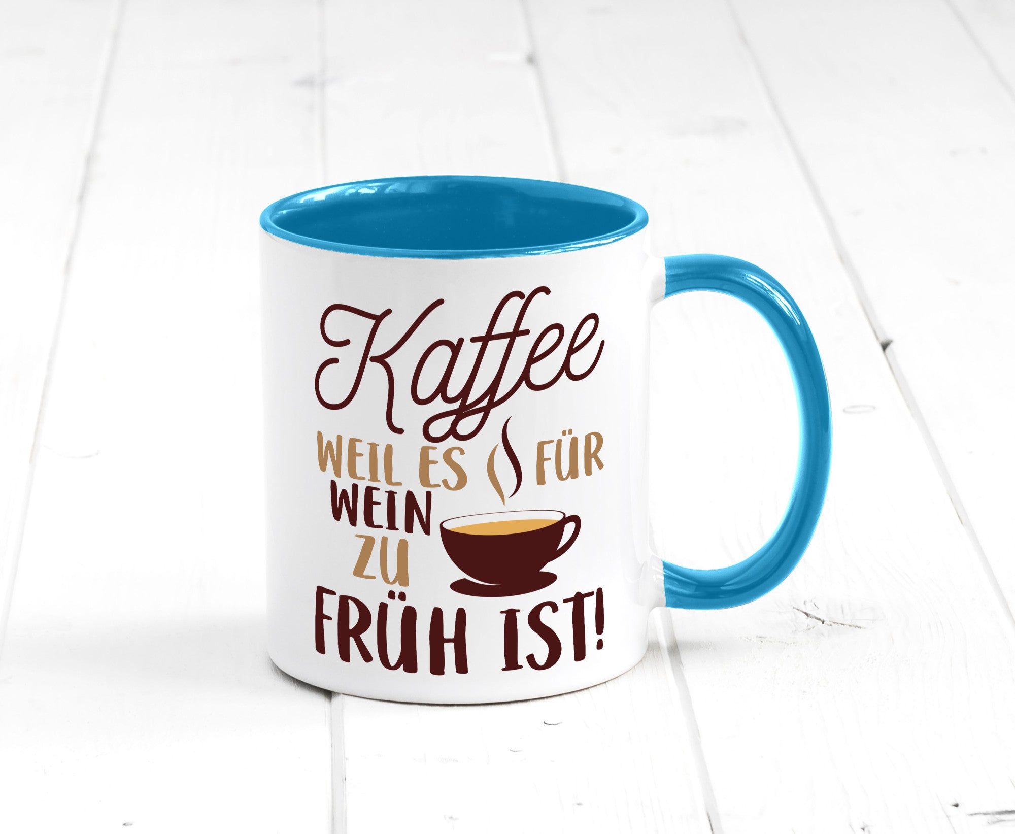 Weil es für Wein zu früh ist | Kaffeetrinker Herzschlag Humor Geschenkidee Tasse