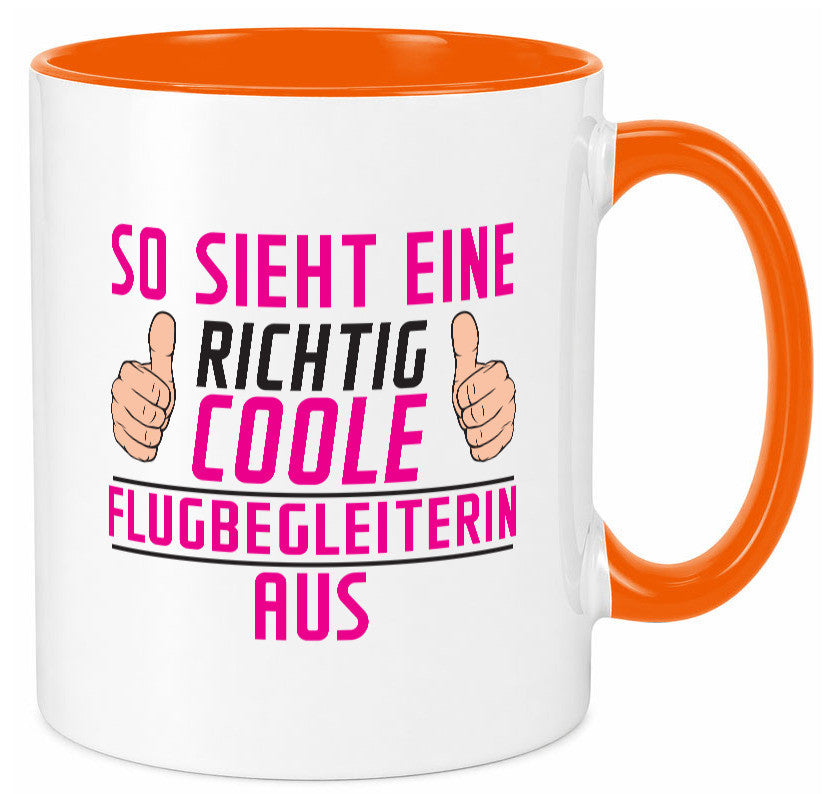 Richtig Coole Flugbegleiterin | Stewardess Flughafen lustiger Spruch Geschenk Tasse