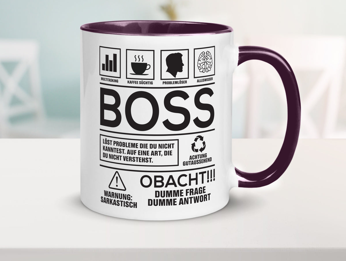 Achtung Probleme Boss | Führungskraft Vorgesetzter lustig Humor Geschenkidee Tasse