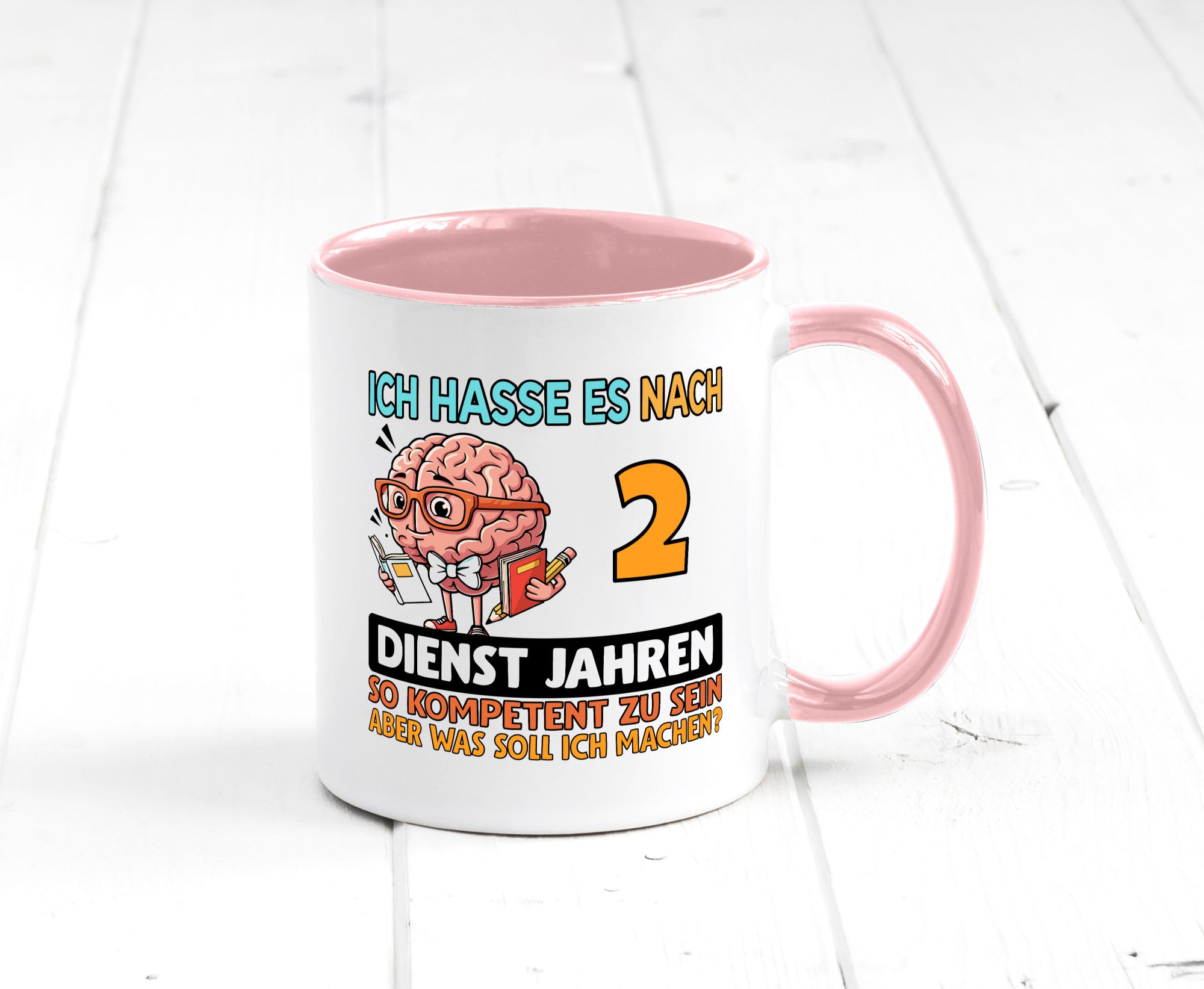 2 Dienstjahre | Arbeit Kompetent lustig Kollegen Büro Geschenk Tasse
