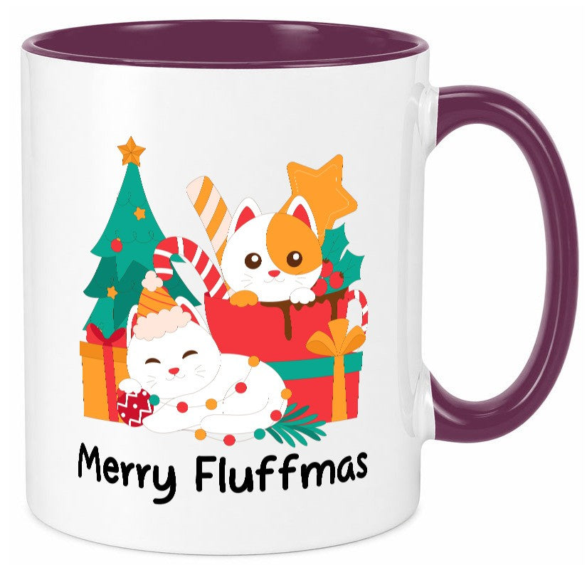Merry Fluffmas | Weihnachten Katzen weihnachtskatzen lustiger Spruch Geschenk Tasse