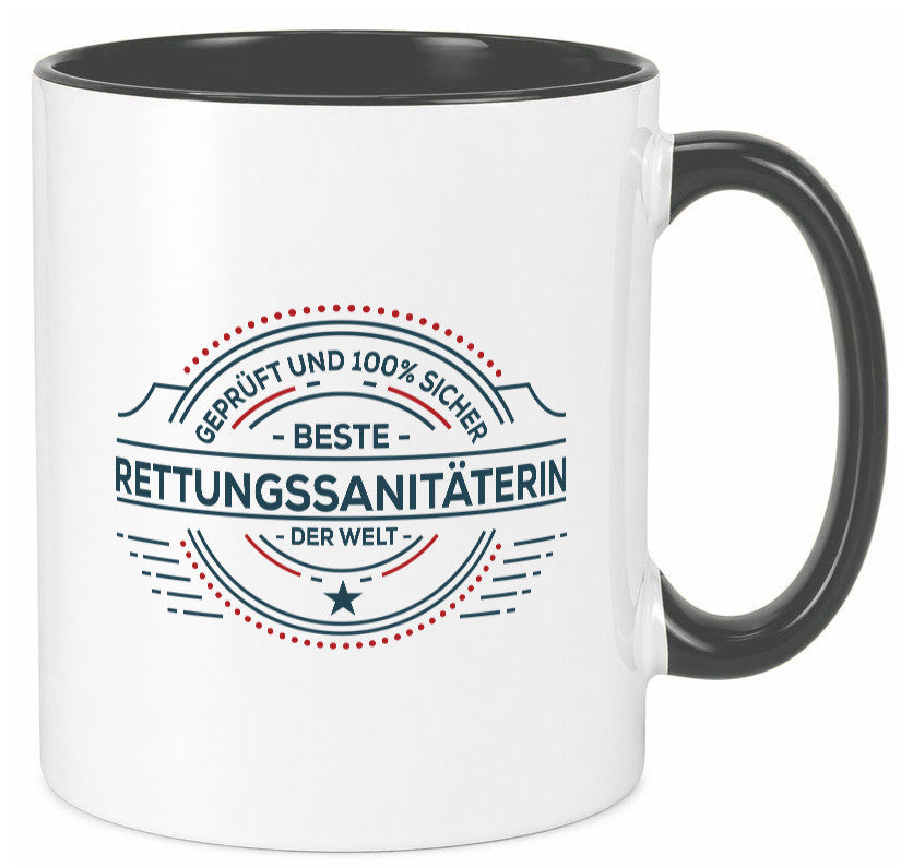 Geprüft und sicher: Rettungssanitäterin | Sanitäter Geschenkidee Humor Tasse