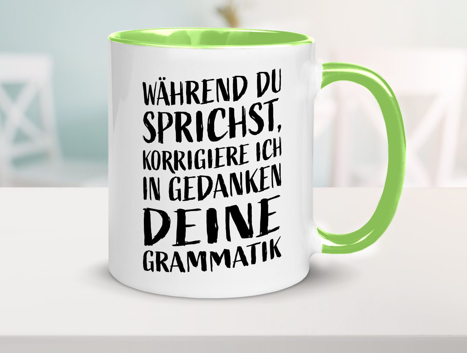 Während du sprichst, Grammatik korrigieren lustiger Spruch Geschenk Humor