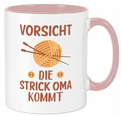 Vorsicht, Strickoma kommt | Wolle Stricknadeln Humor Familie Geschenkidee Tasse