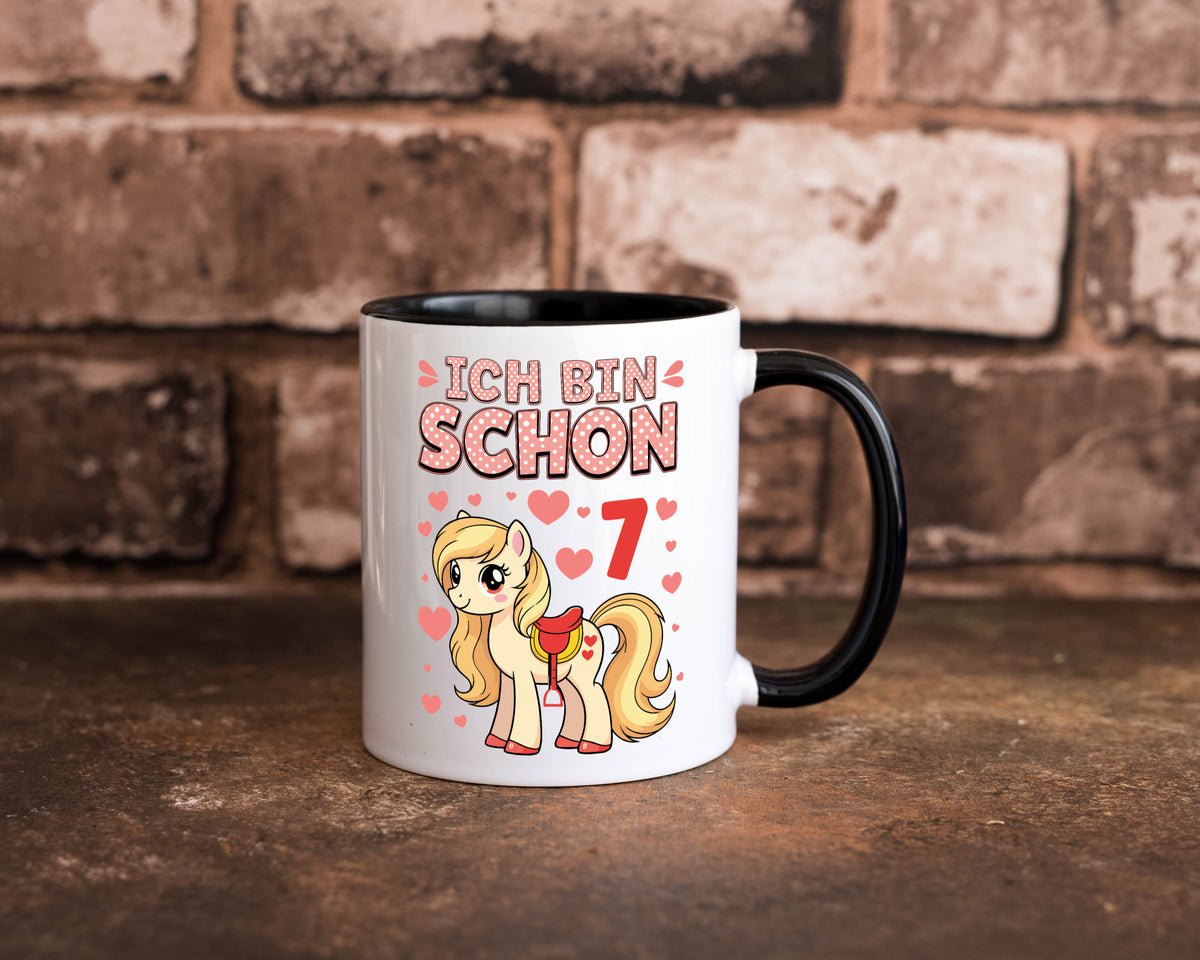 7. Geburtstag | 7 Jahre Mädchen Reiten Pony lustiger Spruch Geschenk Tasse