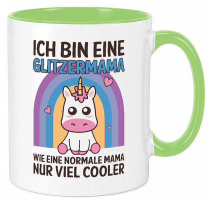 Glitzermama, wie normal, nur cooler | Einhorn Geschenkidee Familie Humor Tasse