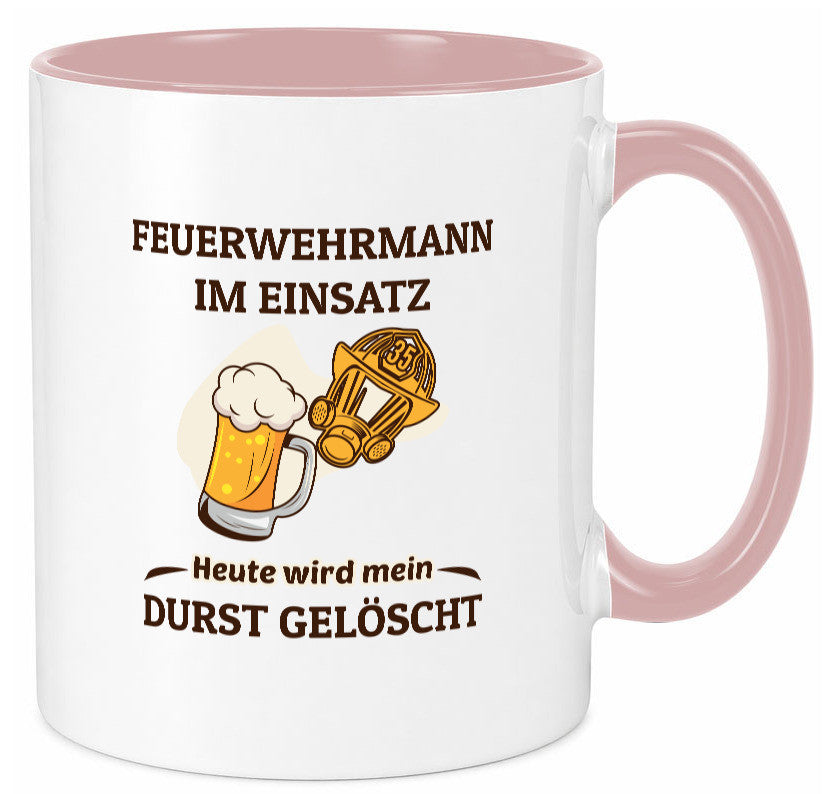 Heute wird mein durst gelöscht | Feuerwehrmann Bier lustiger Spruch Geschenk Tasse