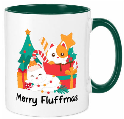 Merry Fluffmas | Weihnachten Katzen weihnachtskatzen lustiger Spruch Geschenk Tasse