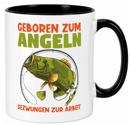 Geboren zum Angeln | Angler Tasse Fischer Spruch Humor Geschenkidee