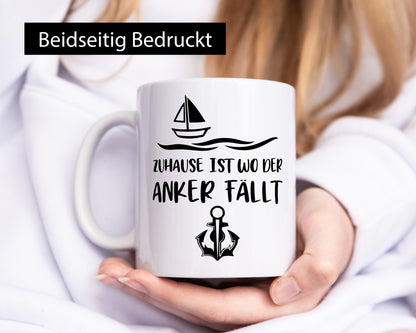 Zuhause ist wo der Anker Fällt | Kapitän Geschenkidee Humor Tasse