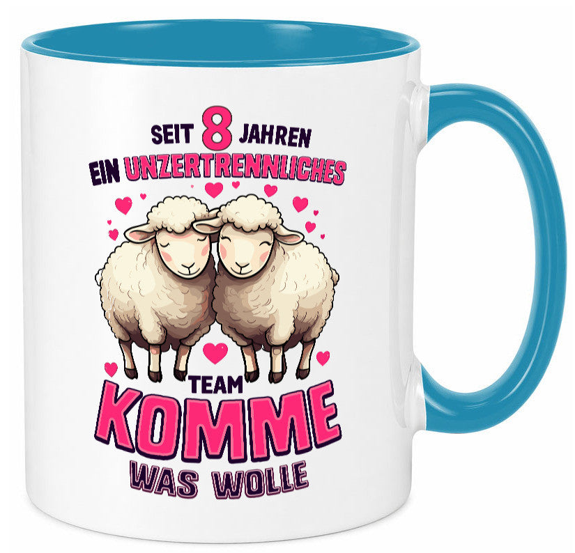 8 Jahre Verheiratet | ein Team Ehepaar v2 lustig Humor Geschenkidee Geschenk Tasse
