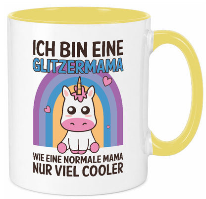 Glitzermama, wie normal, nur cooler | Einhorn Geschenkidee Familie Humor Tasse