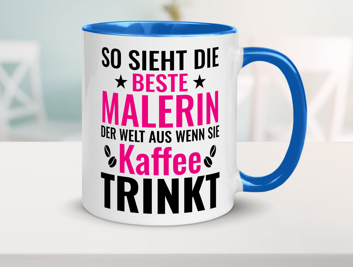 Kaffee trinkt: Malerin | Malerinnen lustiger Spruch Geschenk Humor Geschenkidee Tasse