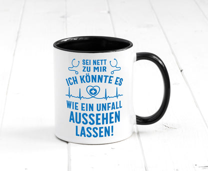 Sei nett, könnte wie ein Unfall aussehen | Stethoskop v3 lustig Humor Tasse