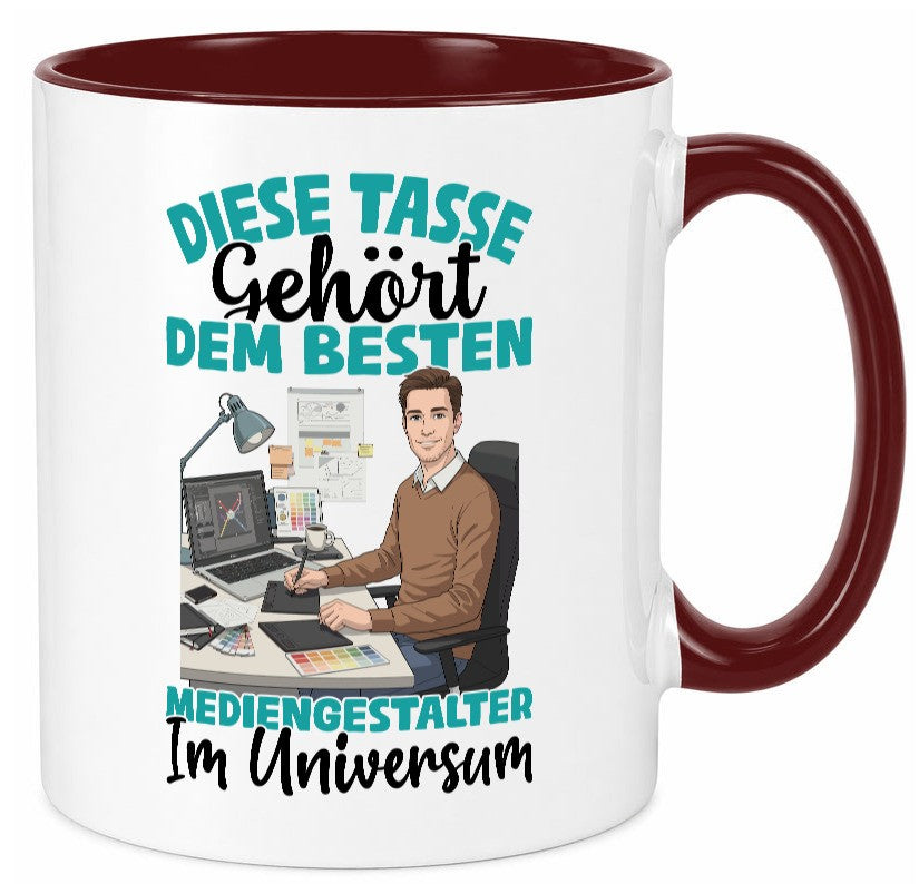 Im Universum: Mediengestalter | Medien Geschenk Humor Geschenkidee lustiger Tasse