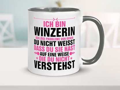 Löse Probleme: Winzerin | Weinbauer Wein Humor Geschenkidee Tasse