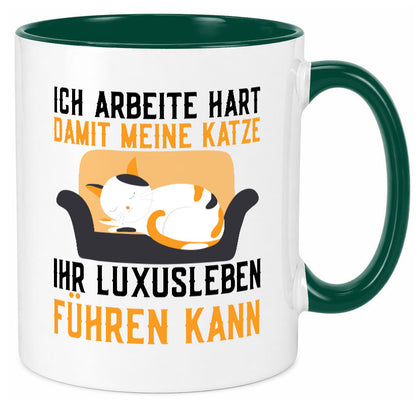 Ich arbeite hart | Luxusleben Humor Katzenliebhaber Geschenkidee Arbeit Tasse