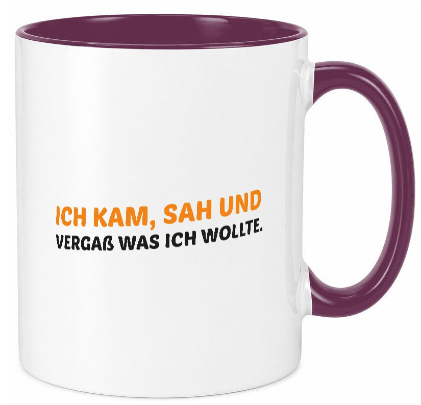 Ich kam sah und vergaß | Vergesslichkeit lustiger Spruch Geschenk Humor Tasse