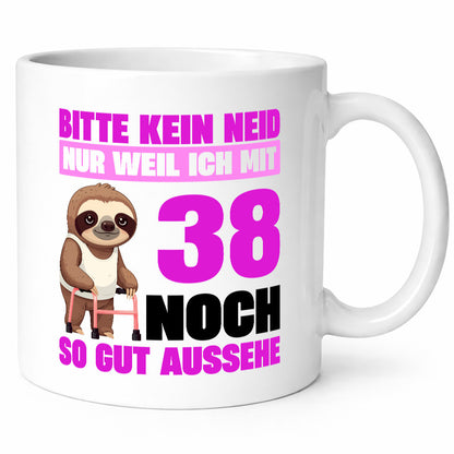 38. Geburtstag | Bitte kein neid Faultier 38 Jahre lustiger Spruch Geschenk