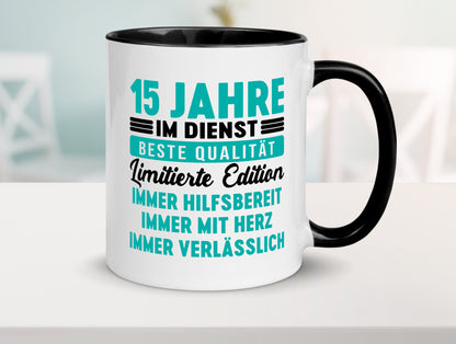 15 Jahre im Dienst | Jubiläum Arbeit v5 lustig Kollegen Büro Geschenk Tasse