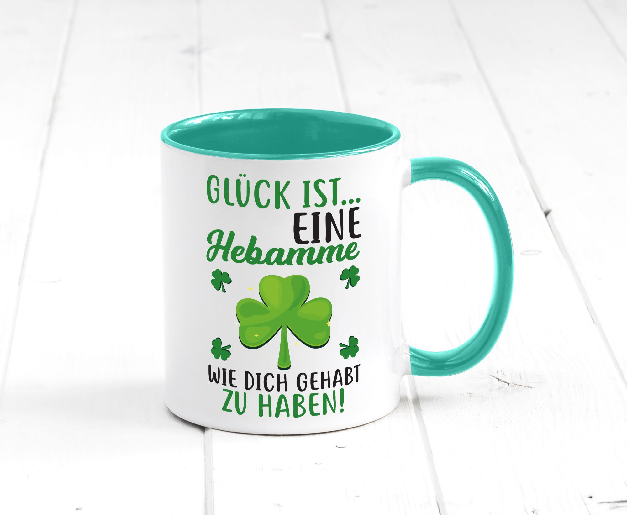 Hebamme Dankeschön | Dankes Tasse Kleeblätter Glück Humor Geschenkidee